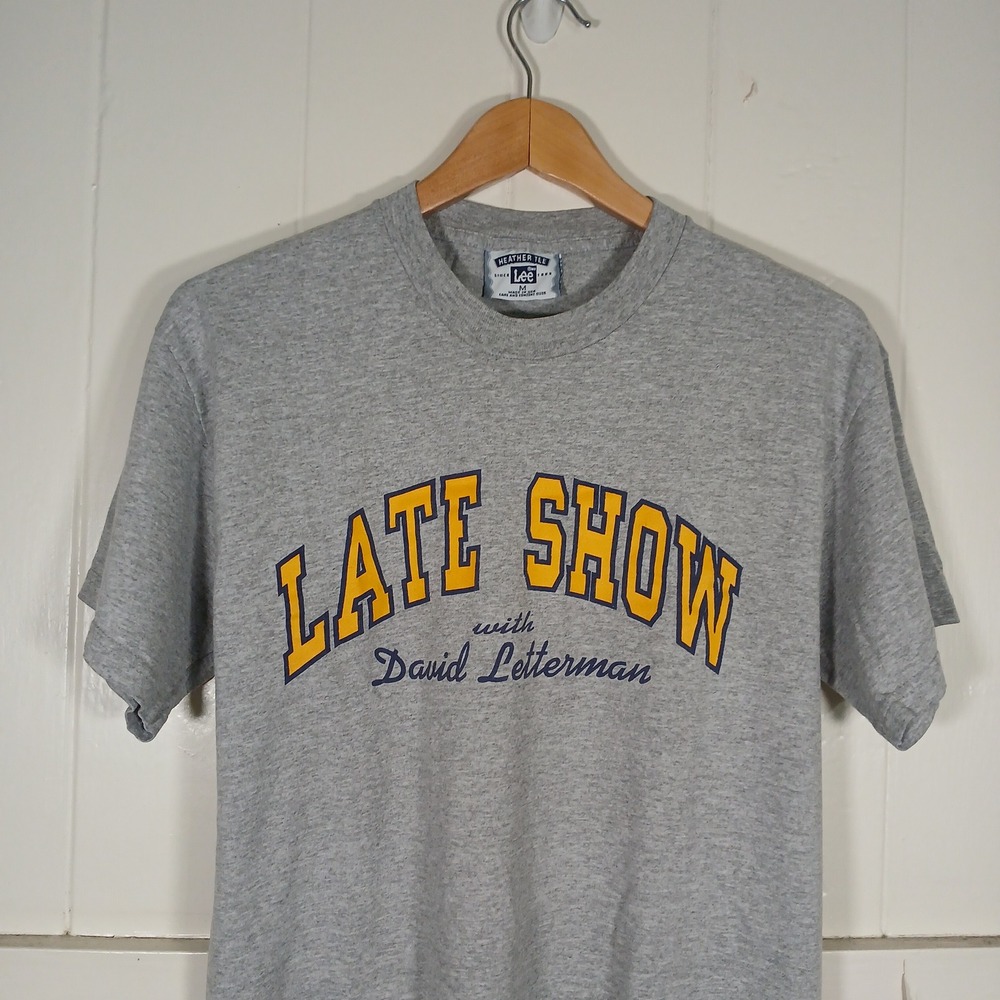 Vintage Late Show David Letterman T-Shirt Mens Medium Grey Lee Made in USA